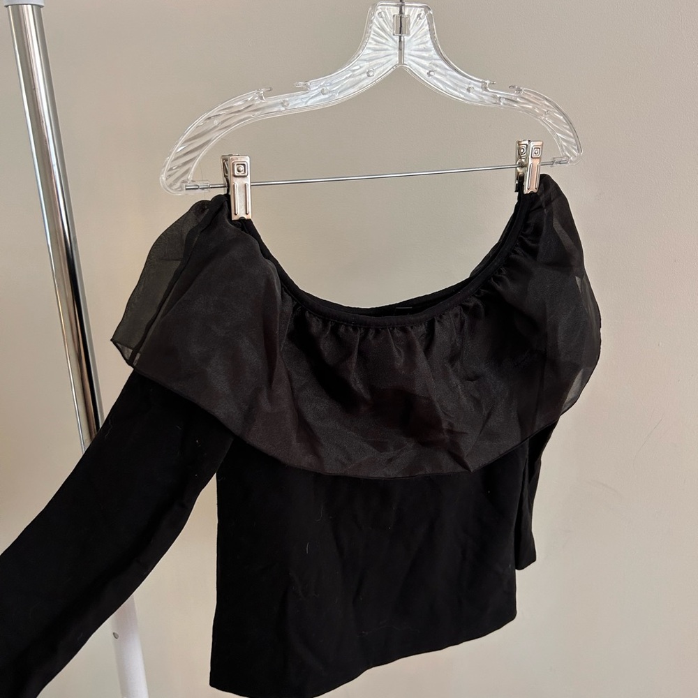 J. Crew Black Off-Shoulder Blouse
